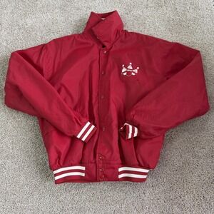 Vintage Windlass Jacket Mens Large Red Nylon Varsity Snap Bowling Lined Sports